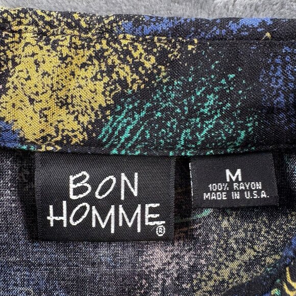 Bon Homme Shirt Men M Rayon USA Made Abstract Pattern 90s Vintage Button Up Rare - Picture 13 of 14